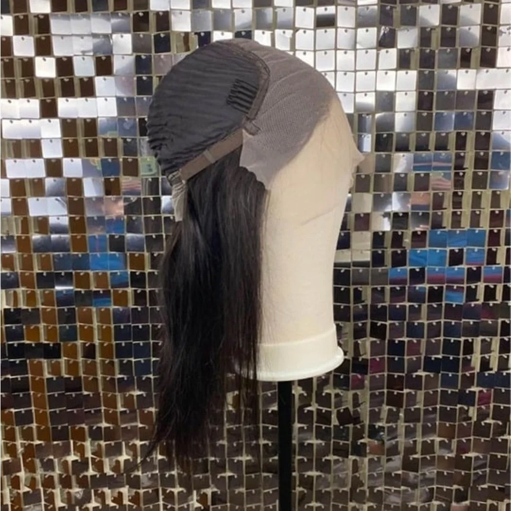 13x6 Lace Front Wig 18” Pre plucked Human Hair Straight Natural Black Baby Hair